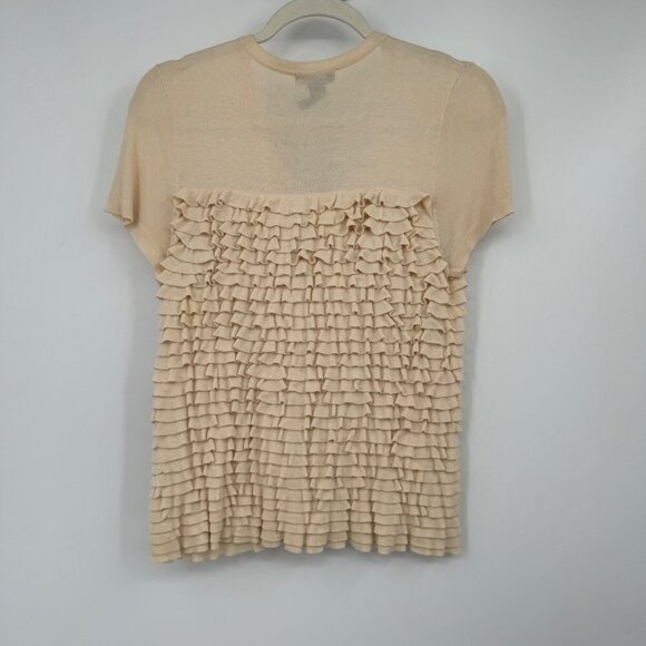 J. CREW Cream Tiered Ruffle Open Front Top Woman’s size medium - Picture 7 of 8